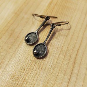 Sterling Silver Tennis Racquet Earrings